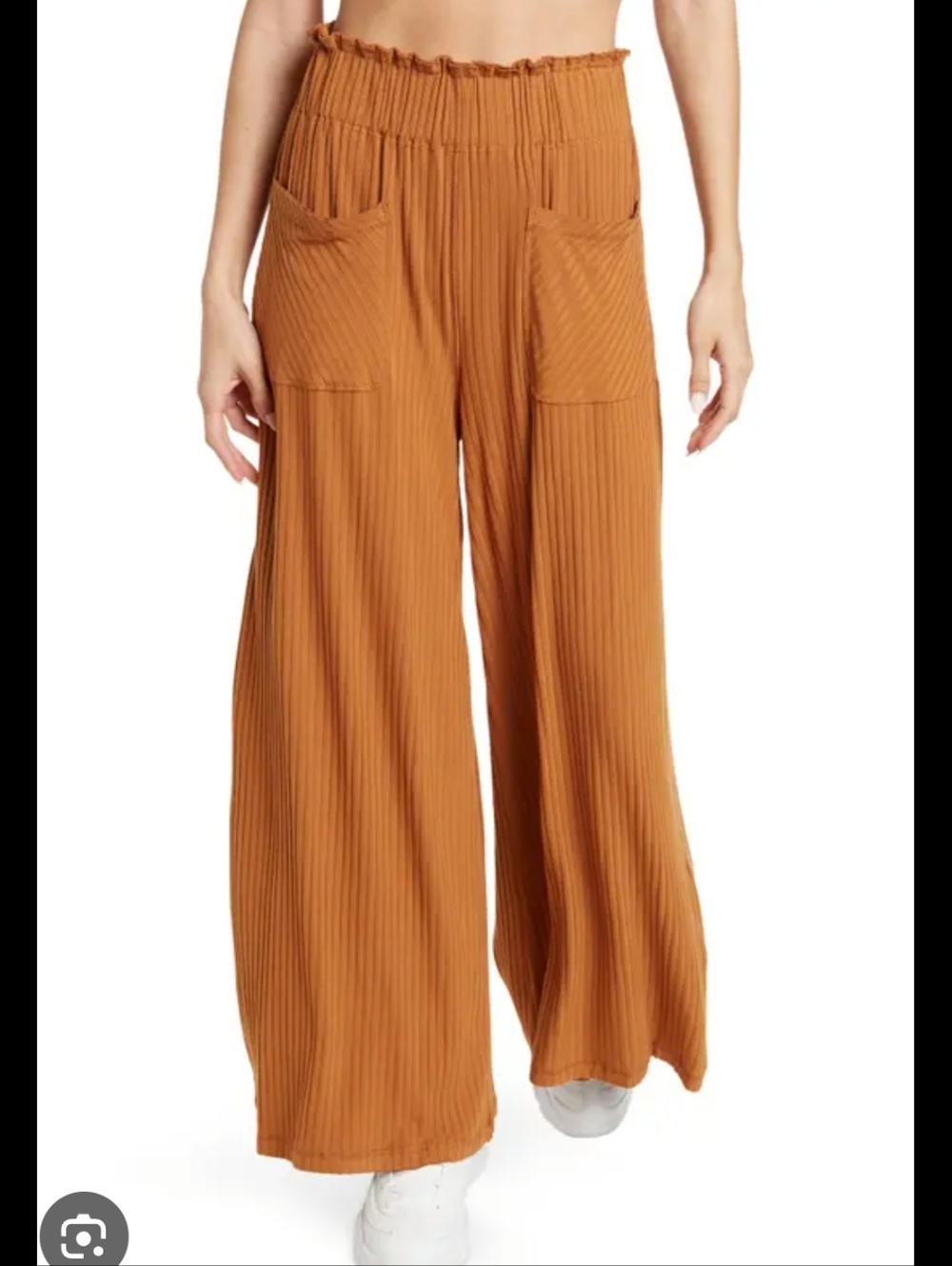 Free People Movement Blissed Rust WideLeg Pleated Palazzo Pants Women's Size S